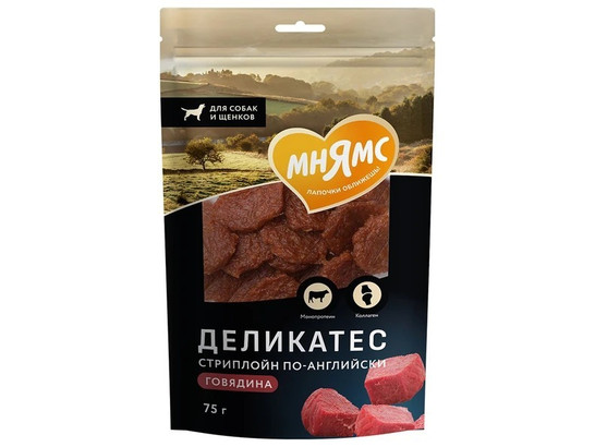 Лакомство Мнямс д/с 75г Стриплойн по-английски