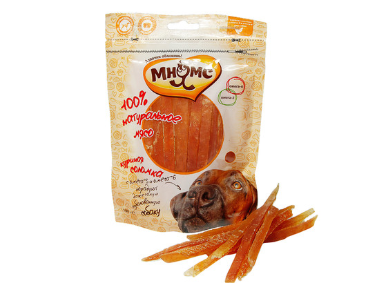 Лакомство Мнямс д/с 100г Куриная соломка с Омега-3, омега-6