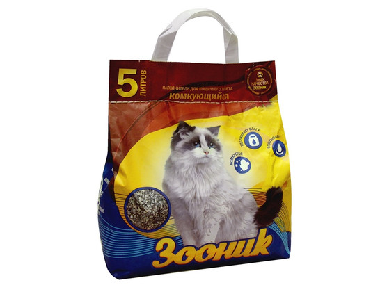 Наполнитель Зооник 5л комкующийся, упаковка (4 шт), Пирей