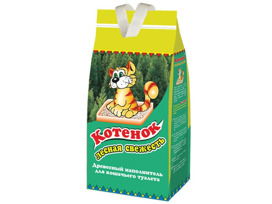 Наполнитель Котенок 5л Лесная свежесть древесный, упаковка (4шт)