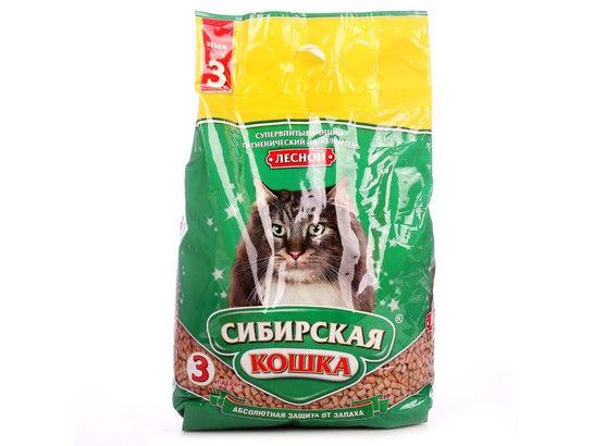 Наполнитель Сибир.Кошка 3л ЛЕСНОЙ, древесный, упаковка (4шт)