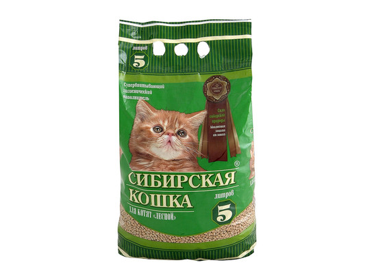 Наполнитель Сибир.Кошка 5л ЛЕСНОЙ д/котят, упаковка (4шт)