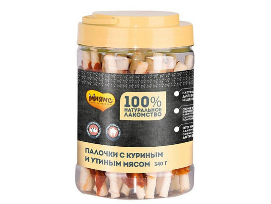 Лакомство Мнямс д/с 340г Палочки с куриным и утиным мясом 