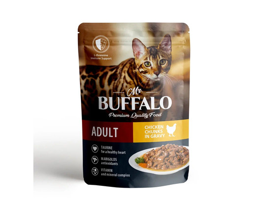 Mr.Buffalo пауч ADULT 85г (цыпленок в соусе) д/кошек, B301 