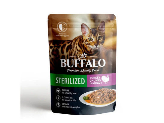 Mr.Buffalo пауч STERILIZED 85г (индейка в соусе) д/кошек, B307