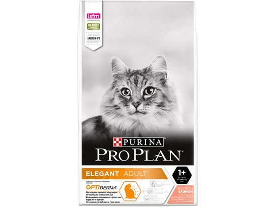 Pro Plan для кошек Elegant, поддержание здоровья кожи и шерсти, лосось, 10.0кг