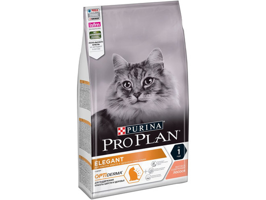 Pro Plan для кошек Elegant, поддержание здоровья кожи и шерсти, лосось, 10.0кг