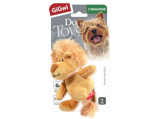 Игрушка д/с Gigwi Plush Friendz Лев с пищалкой, 10см