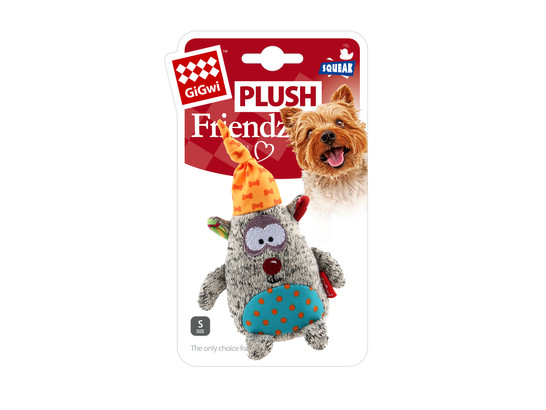 Игрушка д/с Gigwi Plush Friendz Медведь с пищалкой, 10см