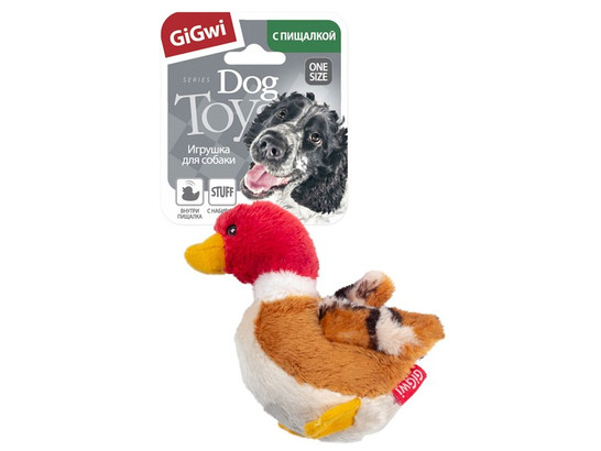 Игрушка д/с Gigwi Утка с пищалкой 11см, серия PLUSH FRENDZ