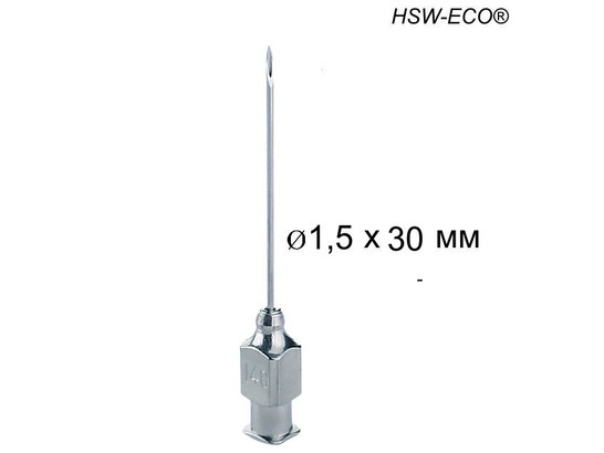 Игла инъекционная, Луер-Лок, 1,5х30, 15G, для свиней, HSW-ECO ®, упаковка 12 шт.