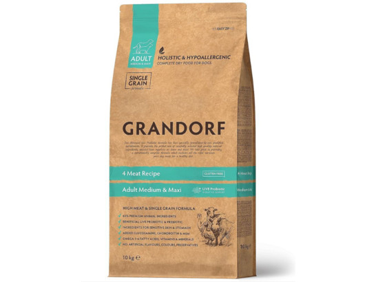 GRANDORF DOG MED&MAXI 4 Meat PROBIOTIC (4 мяса с пробиот. для собак сред. и круп. пород) 10.0кг