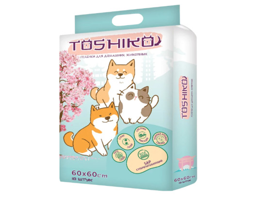 Пеленка 60*60см Toshiko впитывающие одноразовые с ароматом сакуры, 10шт.уп.