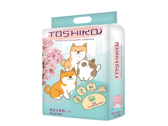 Пеленка 60*90см Toshiko впитывающие одноразовые с ароматом сакуры, 10шт.уп.
