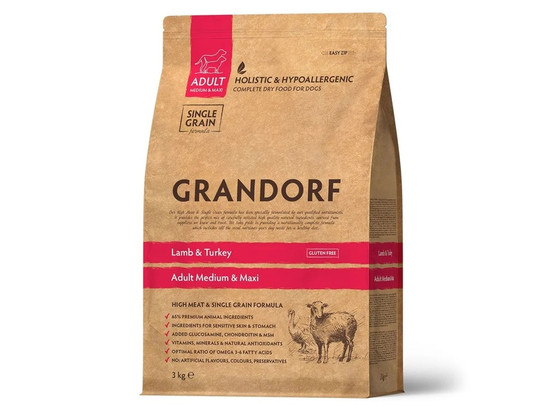 GRANDORF DOG MED&MAXI Lamb&Turkey (ягнёнок с индейкой для собак сред. и круп. пород) 3.0кг