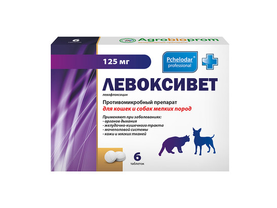 Левоксивет д/к и мел. собак 6таб/ Пчелодар