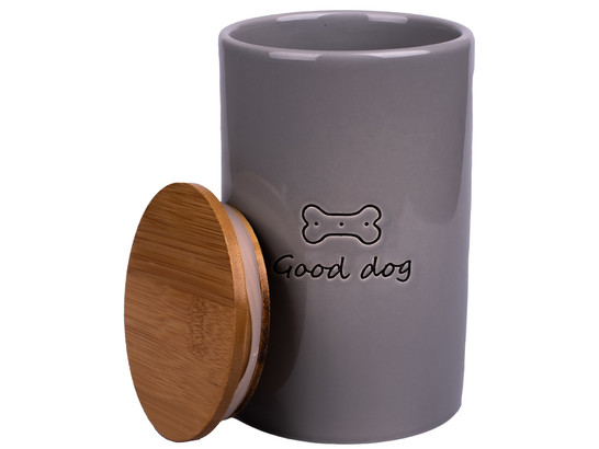 Бокс керамический GOOD DOG д/хранения корма 0,85л, Серый, КерамикАрт