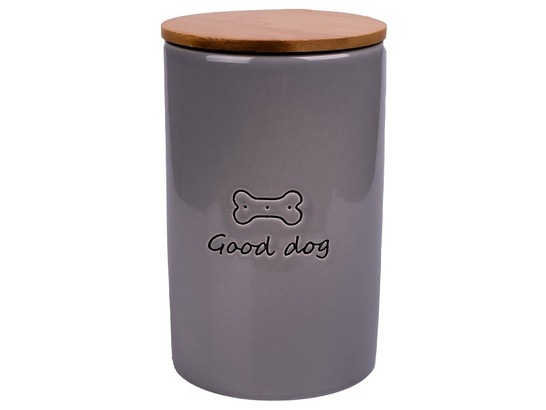 Бокс керамический GOOD DOG д/хранения корма 0,85л, Серый, КерамикАрт