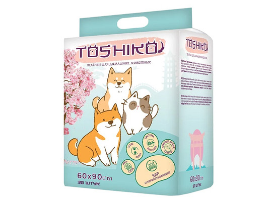 Пеленка 60*90см Toshiko впитывающие одноразовые с ароматом сакуры, 30шт.уп.