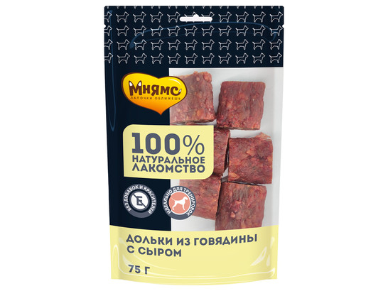 Лакомство Мнямс д/с 75г  Дольки из говядины с сыром