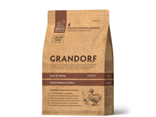 GRANDORF DOG MED&MAXI Duck&Turkey (утка с индейкой для собак сред. и крупн. пород) 10.0кг