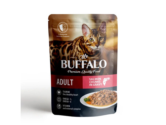 Mr.Buffalo пауч ADULT HAIR & SKIN 85г (лосось в соусе) д/кошек, B304 
