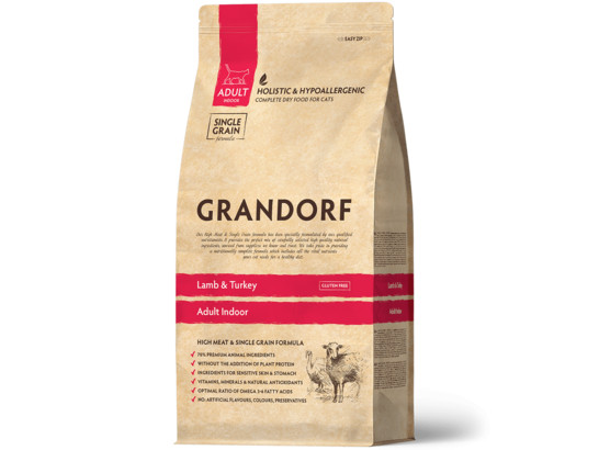 GRANDORF CAT INDOOR  Lamb&Turkey (ягненок с индейкой для домашних кошек) 0.4кг