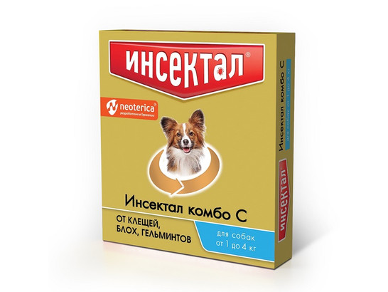 Капли Инсектал Комбо д/с 1-4 кг от клещей и блох, N203, Неотерика, 42шт кор