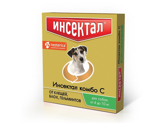Капли Инсектал Комбо д/с 4-10 кг от клещей и блох, N204, Неотерика, 42шт кор