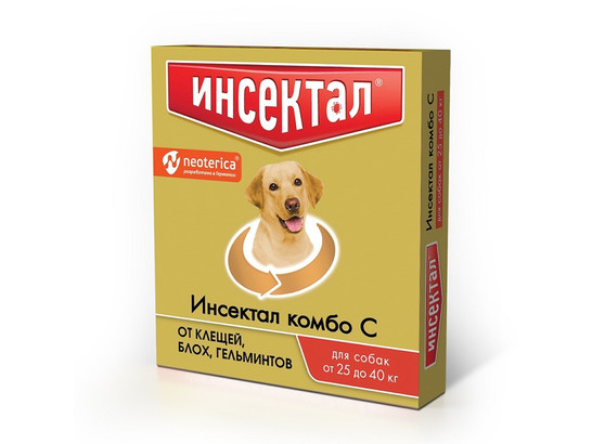 Капли Инсектал Комбо д/с 25-40 кг от клещей и блох, N206, Неотерика, 42шт кор