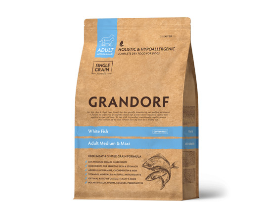 GRANDORF DOG MED&MAXI White Fish (белая рыба для собак средних и крупных пород) 3.0кг