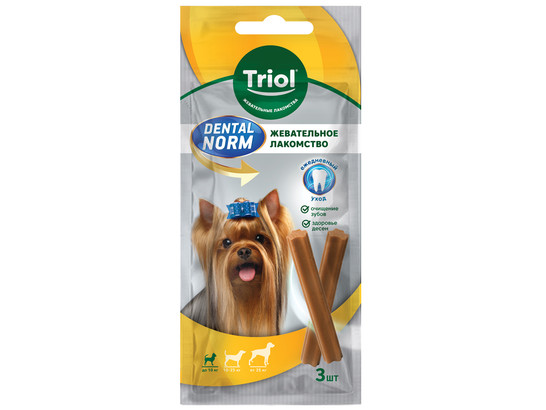 Лакомство д/собак мелк. пород Триол DENTAL NORM Палочки жевательные 45г (3шт.уп.)