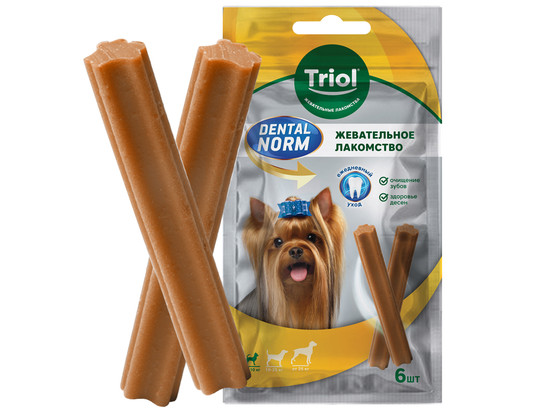Лакомство д/собак мелк. пород Триол DENTAL NORM Палочки жевательные 90г (6шт.уп.)