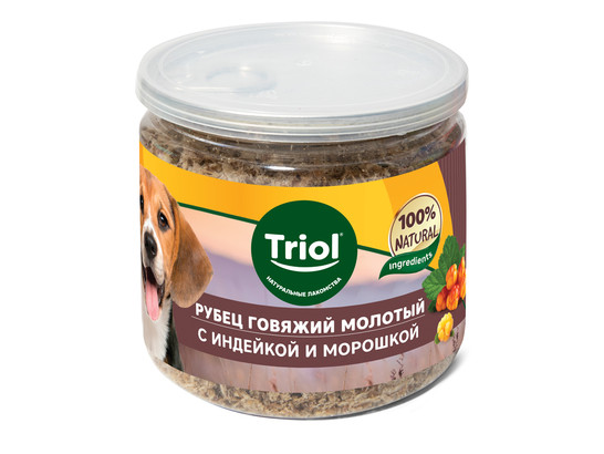 Лакомство д/собак Триол Приправа из говяжьего рубца с индейкой и морошкой 100г