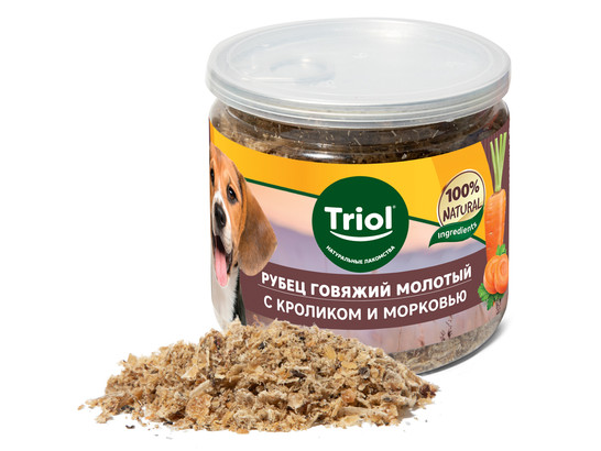 Лакомство д/собак Триол Приправа из говяжьего рубца с кроликом и морковью 100г