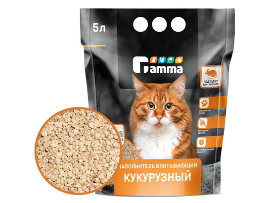 Наполнитель Гамма 5л кукурузный, впитывающий 