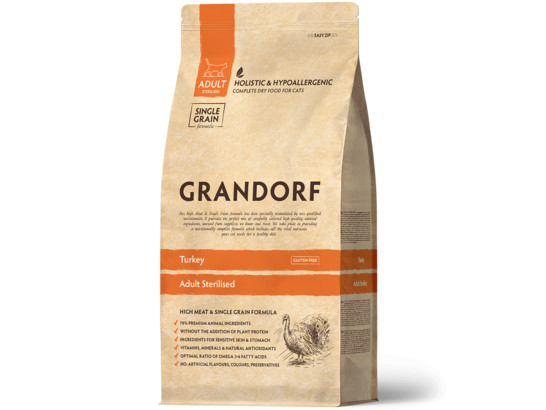 GRANDORF CAT STERILISED Turkey (индейка для стерилизованных кошек) 0.4кг