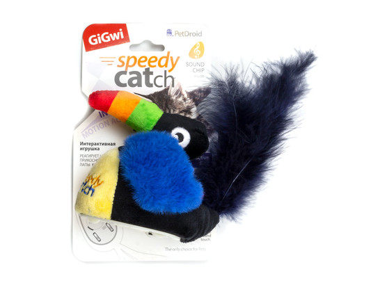 Игрушка д/к GiGwi SPEEDY CATCH интерактивная Тукан со звуковым чипом 9см