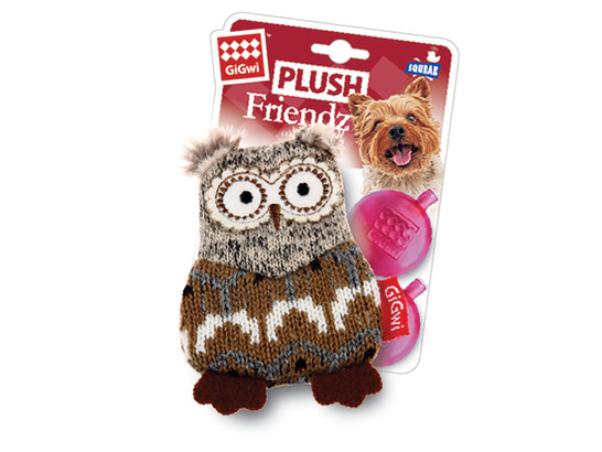 Игрушка д/с GiGwi Plush Friendz Сова со сменными пищалками, 10см