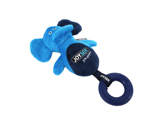 Игрушка д/с Триол JOYSER Puppy Слоник с резинов. кольцом и пищалкой S/M голубой, 21см
