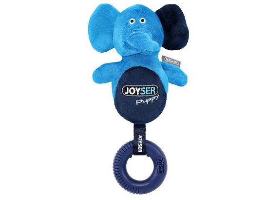 Игрушка д/с Триол JOYSER Puppy Слоник с резинов. кольцом и пищалкой S/M голубой, 21см