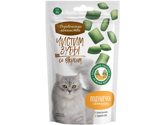 Деревенские лакомства Чистим зубы д/к Подушечки с кремом из курицы 30г