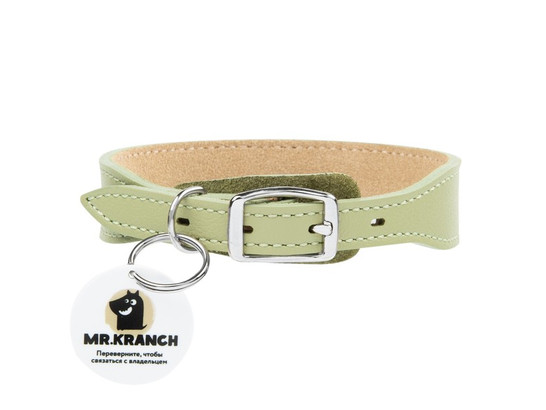 Ошейник 29-35см, из натуральной кожи с QR-адресником, Mr.Kranch