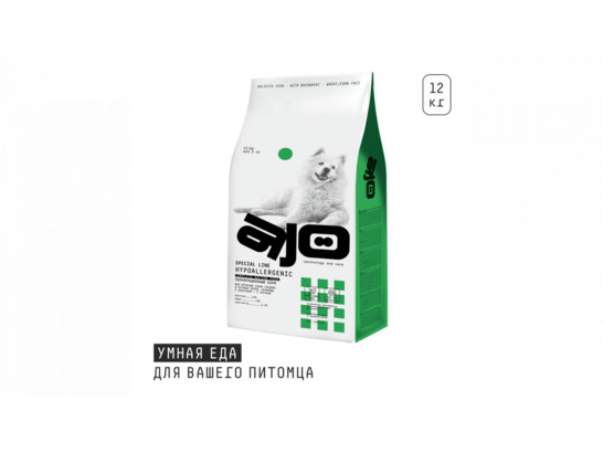 AJO Hypoallergenic для собак средних и крупных пород, склонных к аллергиям, Свинина-оленина, 12.0кг