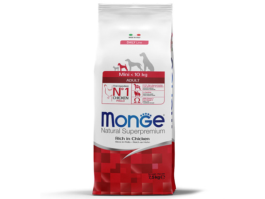 Корм Monge Dog 7,5кг Daily Line Mini д/с взрослых мелких пород, Курица-рис