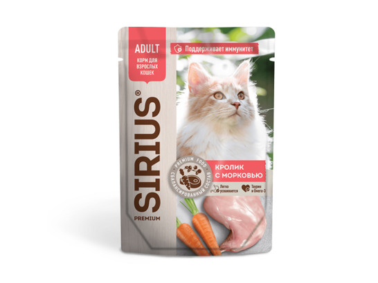 Sirius Premium для кошек Adult, 0.085кг, пауч