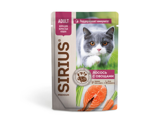Sirius Premium для кошек Adult, 0.085кг, пауч