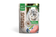 Sirius Premium для кошек Adult с чувств. пищев., Индейка/Черника, 0.085кг