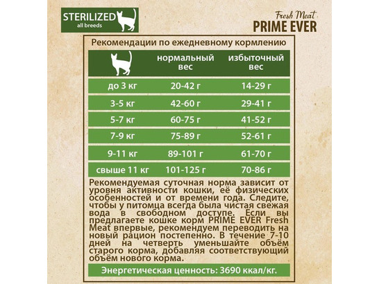 Prime Эвер Fresh Meat для кошек стерил. Индейка с рисом, 0.370кг