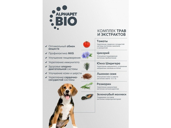 ALPHAPET для собак средних пород 12.0кг, Говядина и потрошки